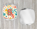 Letter S Retro Teal Orange Musical Instruments Initial Compact Mirror Decorative Travel Makeup Mirror for Women Girls Gifts Pocket Makeup Mirror Folding Handheld