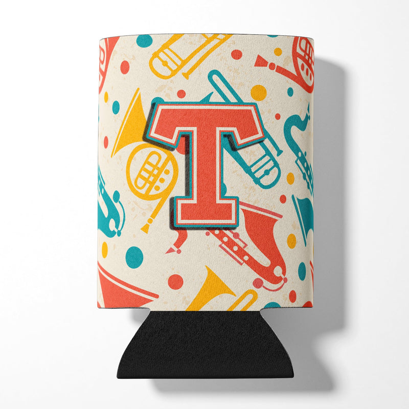 Letter T Retro Teal Orange Musical Instruments Initial Can or Bottle Hugger CJ2001-TCC