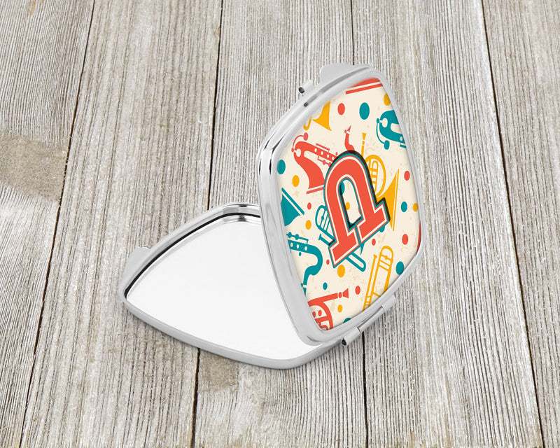 Letter U Retro Teal Orange Musical Instruments Initial Compact Mirror CJ2001-USCM