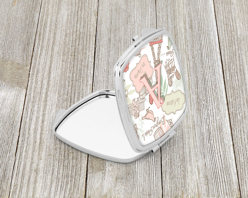 Letter A Love in Paris Pink Compact Mirror CJ2002-ASCM