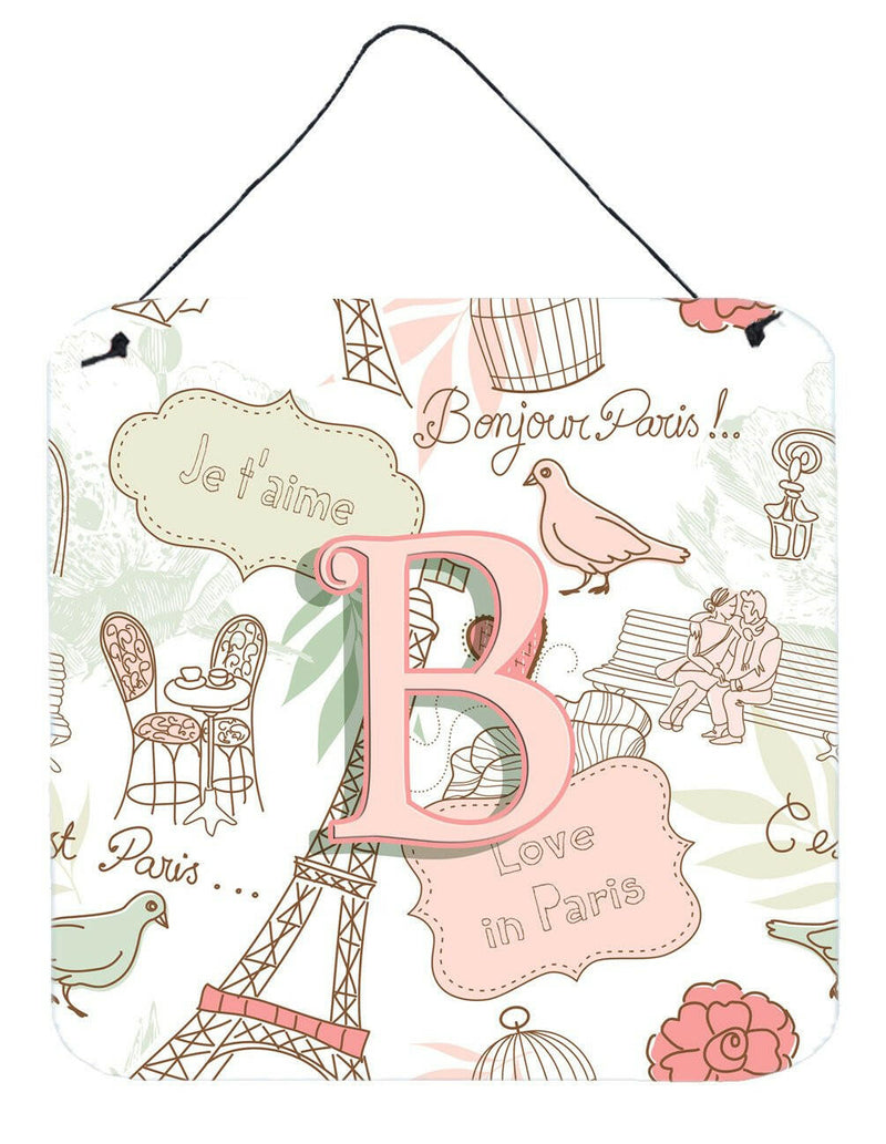 Letter B Love in Paris Pink Wall or Door Hanging Prints CJ2002-BDS66