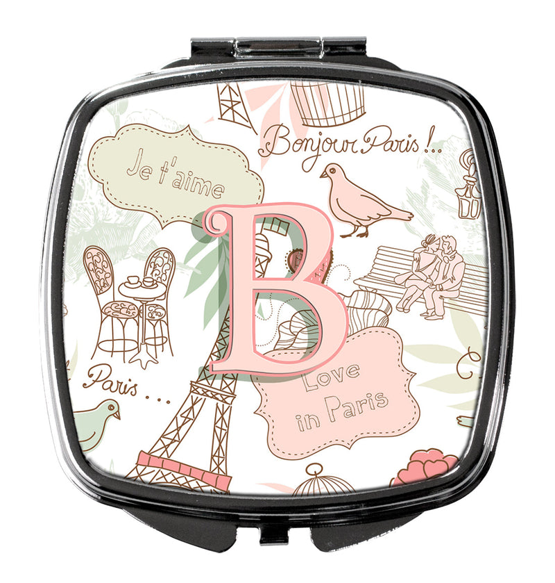 Letter B Love in Paris Pink Compact Mirror CJ2002-BSCM