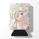 Letter C Love in Paris Pink Can or Bottle Hugger CJ2002-CCC