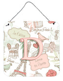 Letter D Love in Paris Pink Wall or Door Hanging Prints CJ2002-DDS66