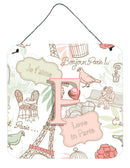 Letter F Love in Paris Pink Wall or Door Hanging Prints CJ2002-FDS66