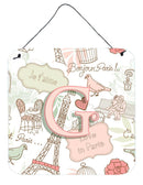 Letter G Love in Paris Pink Wall or Door Hanging Prints CJ2002-GDS66