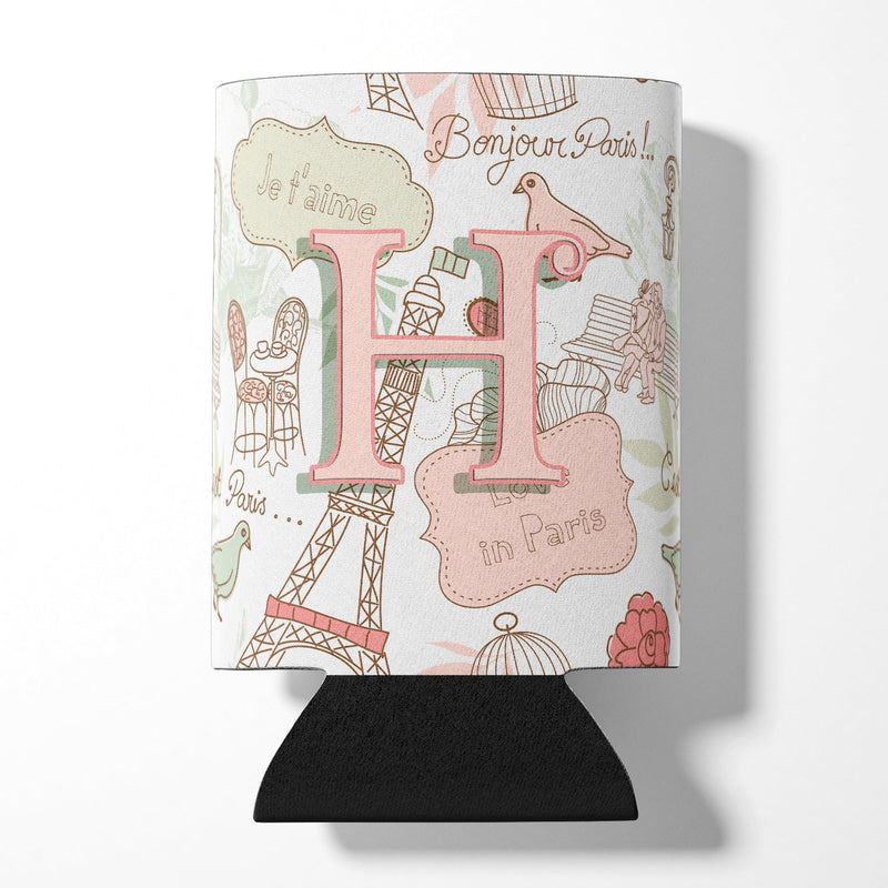 Letter H Love in Paris Pink Can or Bottle Hugger CJ2002-HCC