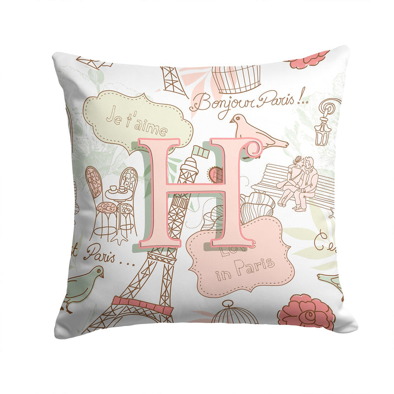 Letter H Love in Paris Pink Canvas Throw Pillow - 14x14 Decorative Pillow – Art for Your Home & Patio CJ2002-HPW1414