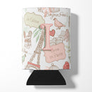 Letter I Love in Paris Pink Can or Bottle Hugger CJ2002-ICC