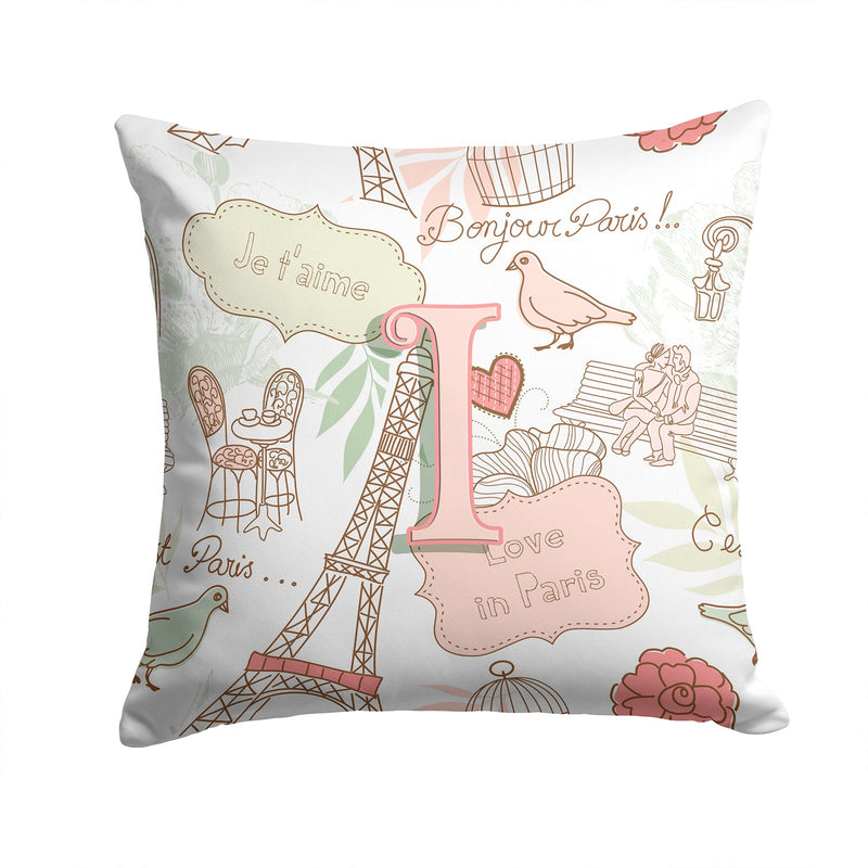 Letter I Love in Paris Pink Canvas Throw Pillow - 14x14 Decorative Pillow – Art for Your Home & Patio CJ2002-IPW1414