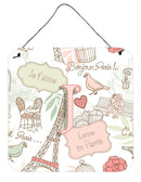 Letter J Love in Paris Pink Wall or Door Hanging Prints CJ2002-JDS66