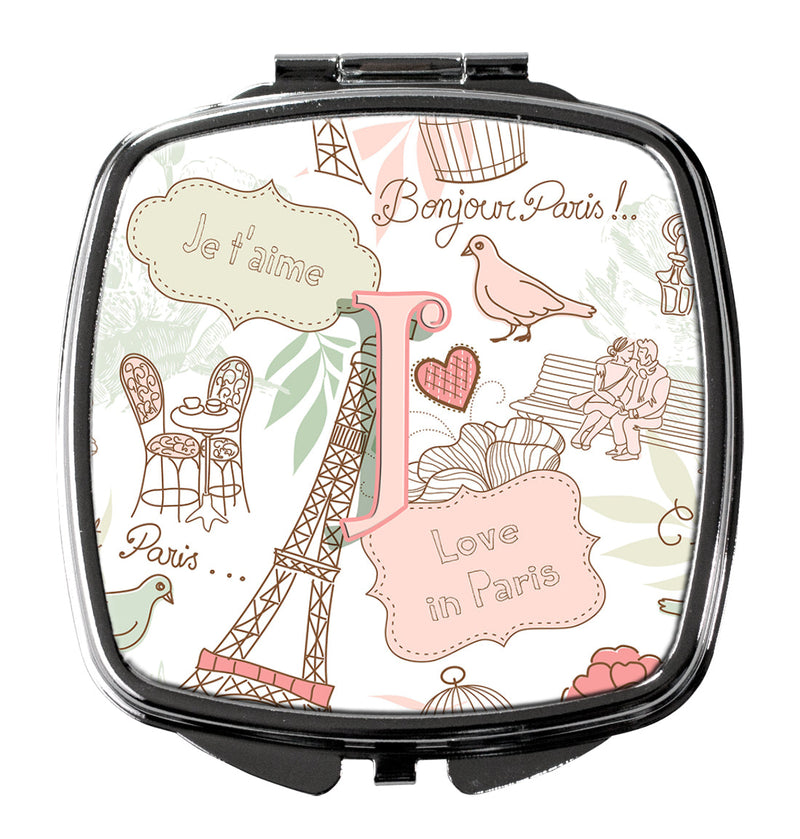 Letter J Love in Paris Pink Compact Mirror CJ2002-JSCM