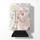 Letter K Love in Paris Pink Can or Bottle Hugger CJ2002-KCC