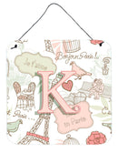 Letter K Love in Paris Pink Wall or Door Hanging Prints CJ2002-KDS66