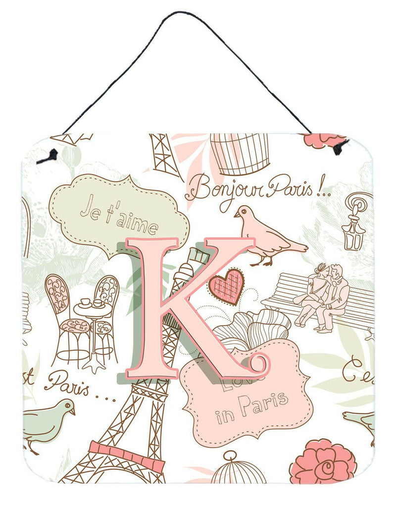 Letter K Love in Paris Pink Wall or Door Hanging Prints CJ2002-KDS66