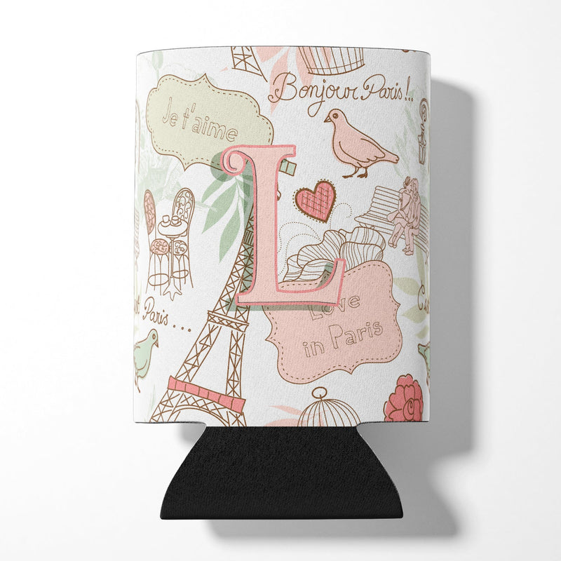 Letter L Love in Paris Pink Can or Bottle Hugger CJ2002-LCC