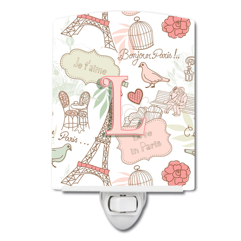 Letter L Love in Paris Pink Ceramic Night Light CJ2002-LCNL