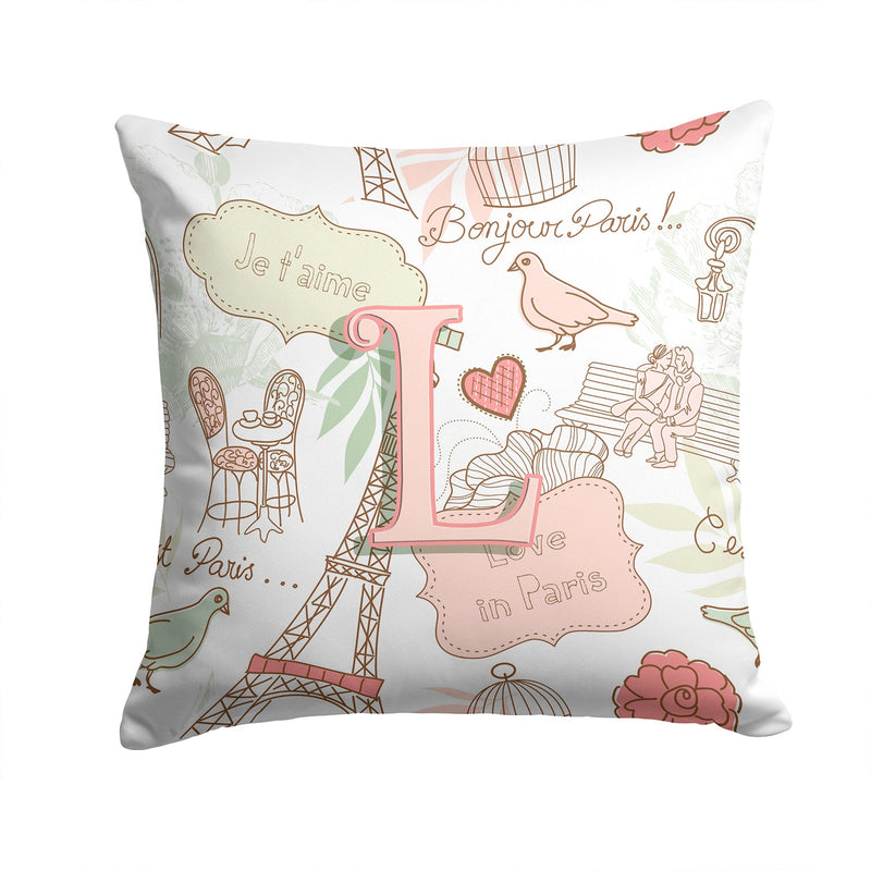 Letter L Love in Paris Pink Canvas Throw Pillow - 14x14 Decorative Pillow – Art for Your Home & Patio CJ2002-LPW1414