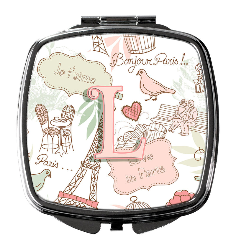 Letter L Love in Paris Pink Compact Mirror CJ2002-LSCM