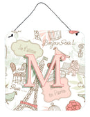 Letter M Love in Paris Pink Wall or Door Hanging Prints CJ2002-MDS66