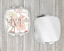 Letter M Love in Paris Pink Compact Mirror – Stylish Purse Mirror with Artistic Covers CJ2002-MSCM