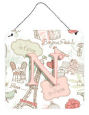 Letter N Love in Paris Pink Wall or Door Hanging Prints CJ2002-NDS66