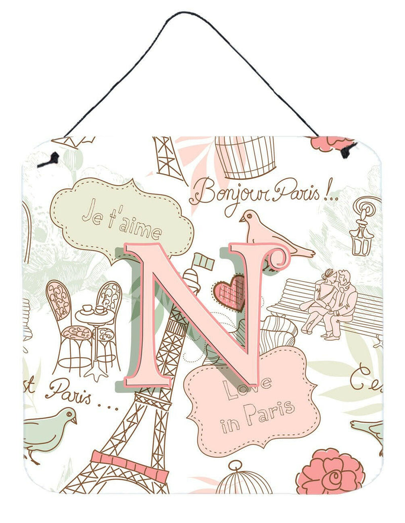 Letter N Love in Paris Pink Wall or Door Hanging Prints CJ2002-NDS66