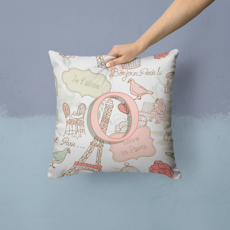 Letter O Love in Paris Pink Canvas Throw Pillow - 14x14 Decorative Pillow – Art for Your Home & Patio CJ2002-OPW1414
