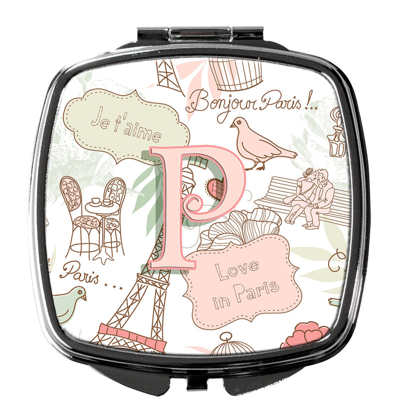 Letter P Love in Paris Pink Compact Mirror CJ2002-PSCM