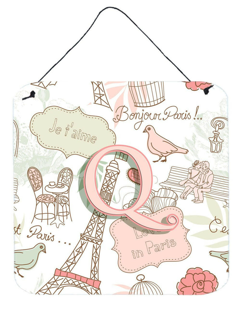 Letter Q Love in Paris Pink Wall or Door Hanging Prints CJ2002-QDS66