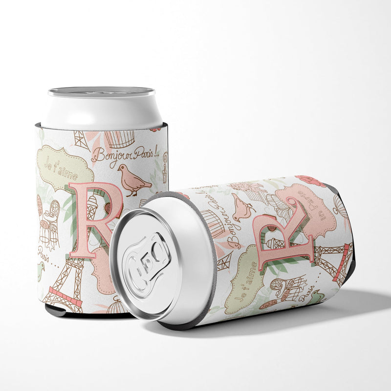 Letter R Love in Paris Pink Can or Bottle Hugger CJ2002-RCC
