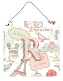 Letter R Love in Paris Pink Wall or Door Hanging Prints CJ2002-RDS66