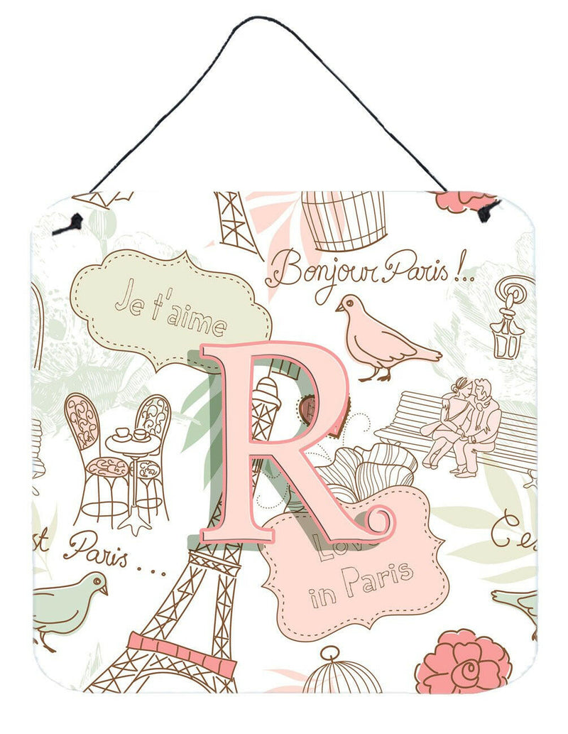 Letter R Love in Paris Pink Wall or Door Hanging Prints CJ2002-RDS66