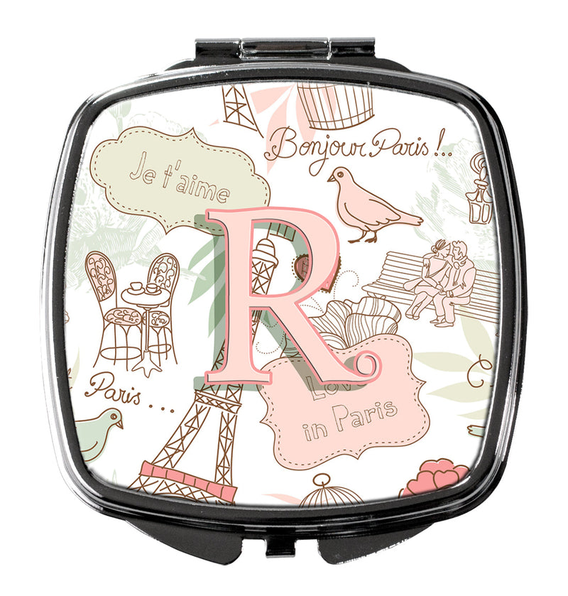 Letter R Love in Paris Pink Compact Mirror CJ2002-RSCM