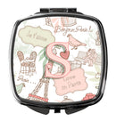 Letter S Love in Paris Pink Compact Mirror – Stylish Purse Mirror with Artistic Covers CJ2002-SSCM