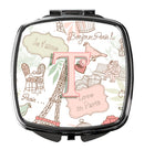 Letter T Love in Paris Pink Compact Mirror – Stylish Purse Mirror with Artistic Covers CJ2002-TSCM