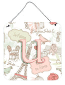 Letter U Love in Paris Pink Wall or Door Hanging Prints CJ2002-UDS66