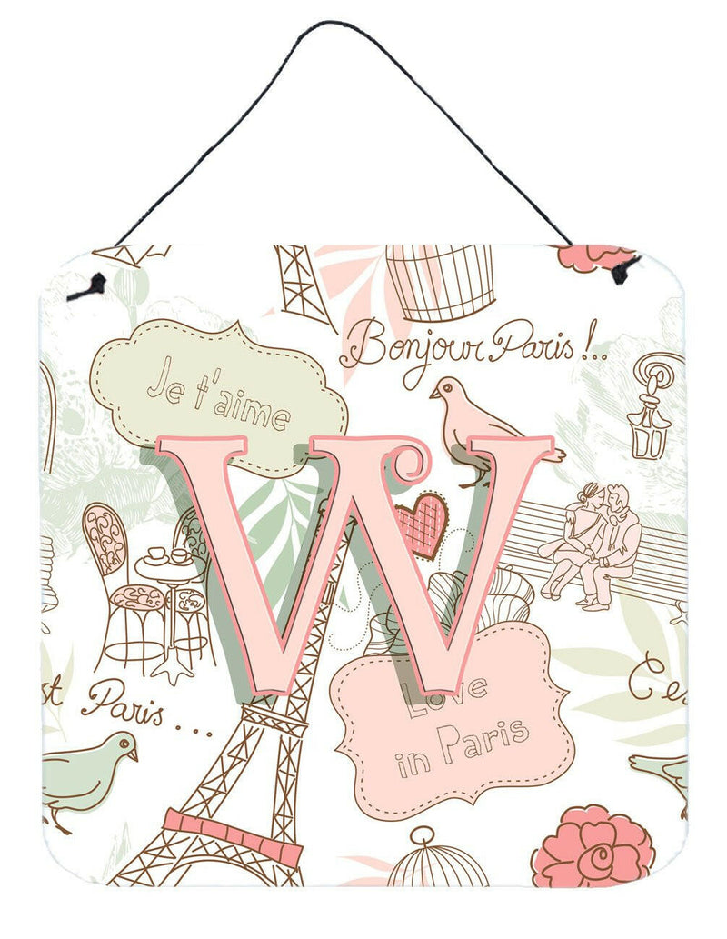 Letter W Love in Paris Pink Wall or Door Hanging Prints CJ2002-WDS66