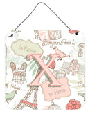 Letter X Love in Paris Pink Wall or Door Hanging Prints CJ2002-XDS66