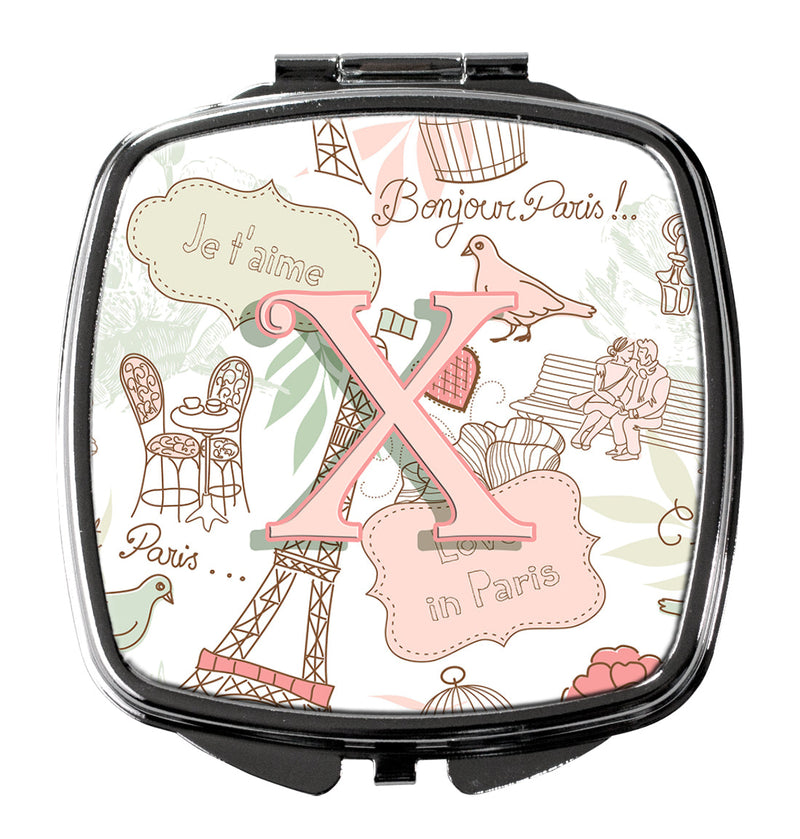 Letter X Love in Paris Pink Compact Mirror CJ2002-XSCM