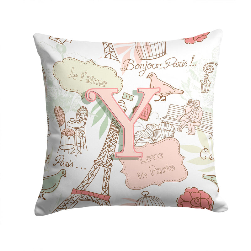 Letter Y Love in Paris Pink Canvas Throw Pillow - 14x14 Decorative Pillow – Art for Your Home & Patio CJ2002-YPW1414