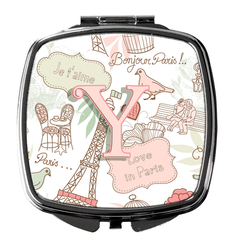 Letter Y Love in Paris Pink Compact Mirror CJ2002-YSCM