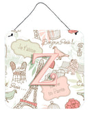 Letter Z Love in Paris Pink Wall or Door Hanging Prints CJ2002-ZDS66