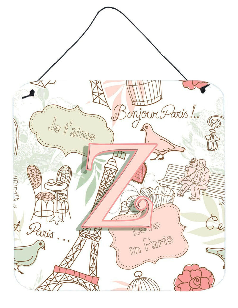 Letter Z Love in Paris Pink Wall or Door Hanging Prints CJ2002-ZDS66