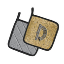 Letter D Musical Instrument Alphabet Pot Holder Set of 2 Heat Resistant Quilted Hot Pads 7.5 x 7.5 Inch, Insulated Kitchen Trivets for Cooking & Baking