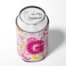 Letter G Flowers and Butterflies Pink Can or Bottle Hugger Cooler Sleeve for Standard 12 oz Cans, Insulated Foam Beer & Soda Can Hugger Reusable