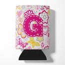 Letter G Flowers and Butterflies Pink Can or Bottle Hugger Cooler Sleeve for Standard 12 oz Cans, Insulated Foam Beer & Soda Can Hugger Reusable