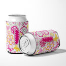Letter I Flowers and Butterflies Pink Can or Bottle Hugger Cooler Sleeve for Standard 12 oz Cans, Insulated Foam Beer & Soda Can Hugger Reusable