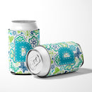 Letter D Flowers and Butterflies Teal Blue Can or Bottle Hugger Cooler Sleeve for Standard 12 oz Cans, Insulated Foam Beer & Soda Can Hugger Reusable