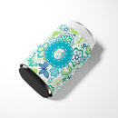 Letter O Flowers and Butterflies Teal Blue Can or Bottle Hugger Cooler Sleeve for Standard 12 oz Cans, Insulated Foam Beer & Soda Can Hugger Reusable